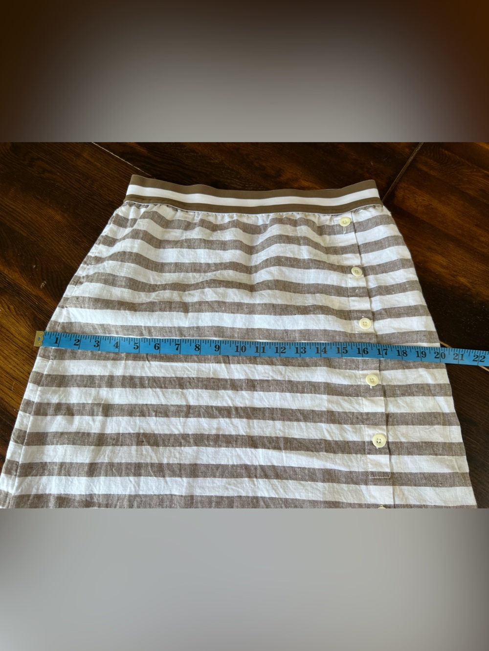 J Jill Love Linen Maxi Skirt Womens Petite S Elastic Waist Striped Button Pocket - Picture 10 of 12